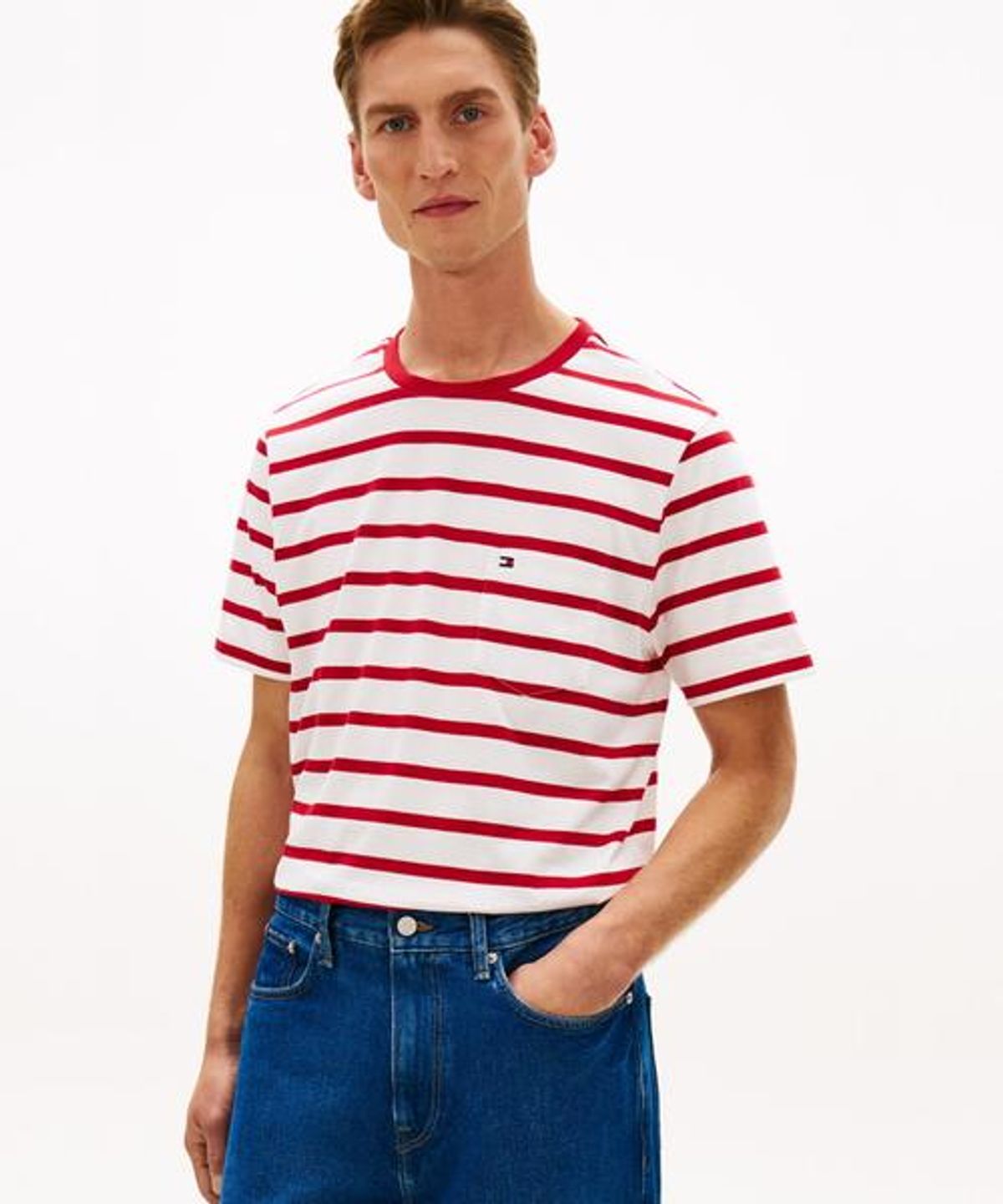 타미힐피거(TOMMY HILFIGER) 에센셜 스트라이프 포켓 티셔츠 (T12G1TPO060MT10FA)