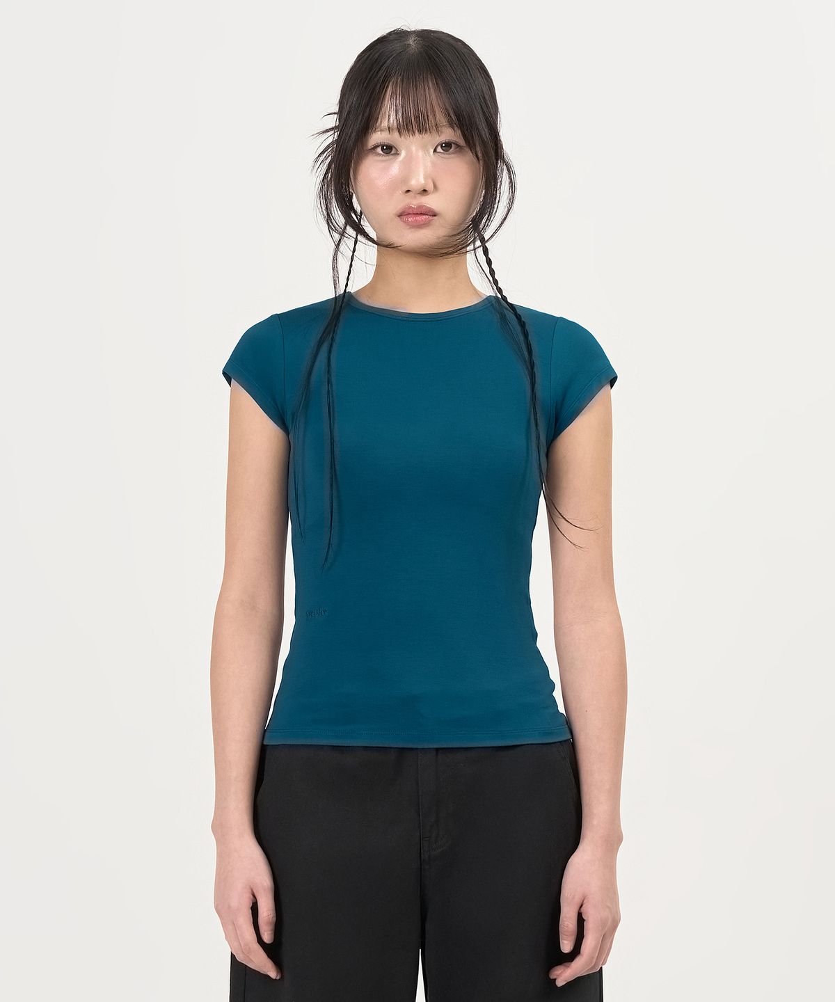 페플리(PEPLEE) Cap Sleeve Mini Tee (Blue Green)