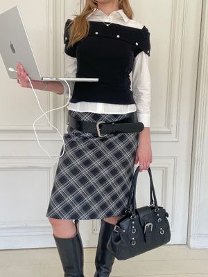 Check Midi Skirt (black/white)