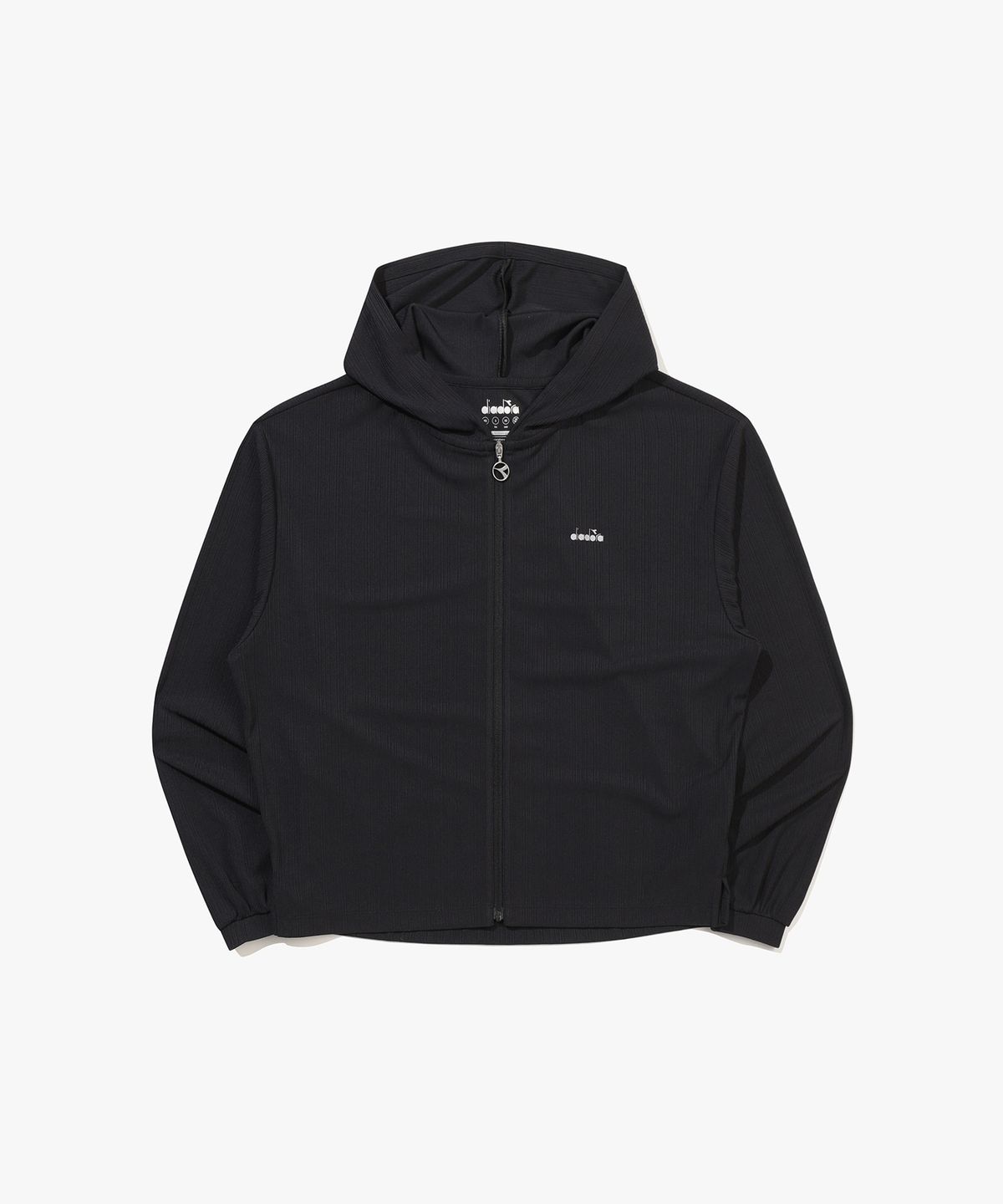 디아도라(diadora) 시어 골지 후드 집업 우먼 BLACK