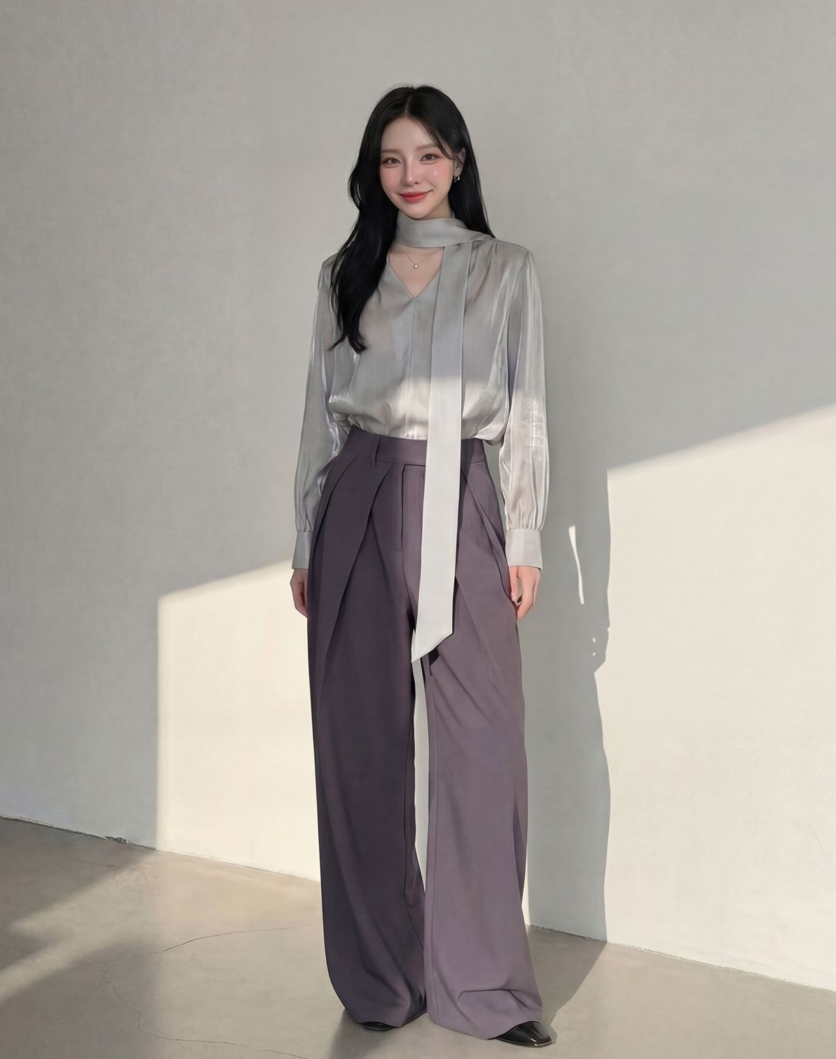 지에마르(GIEMAR) WIDE SLACKS GRAY 와이드 슬랙스 그레이