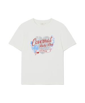 우먼 오버핏 빈티지 그래픽 티셔츠 오프 화이트