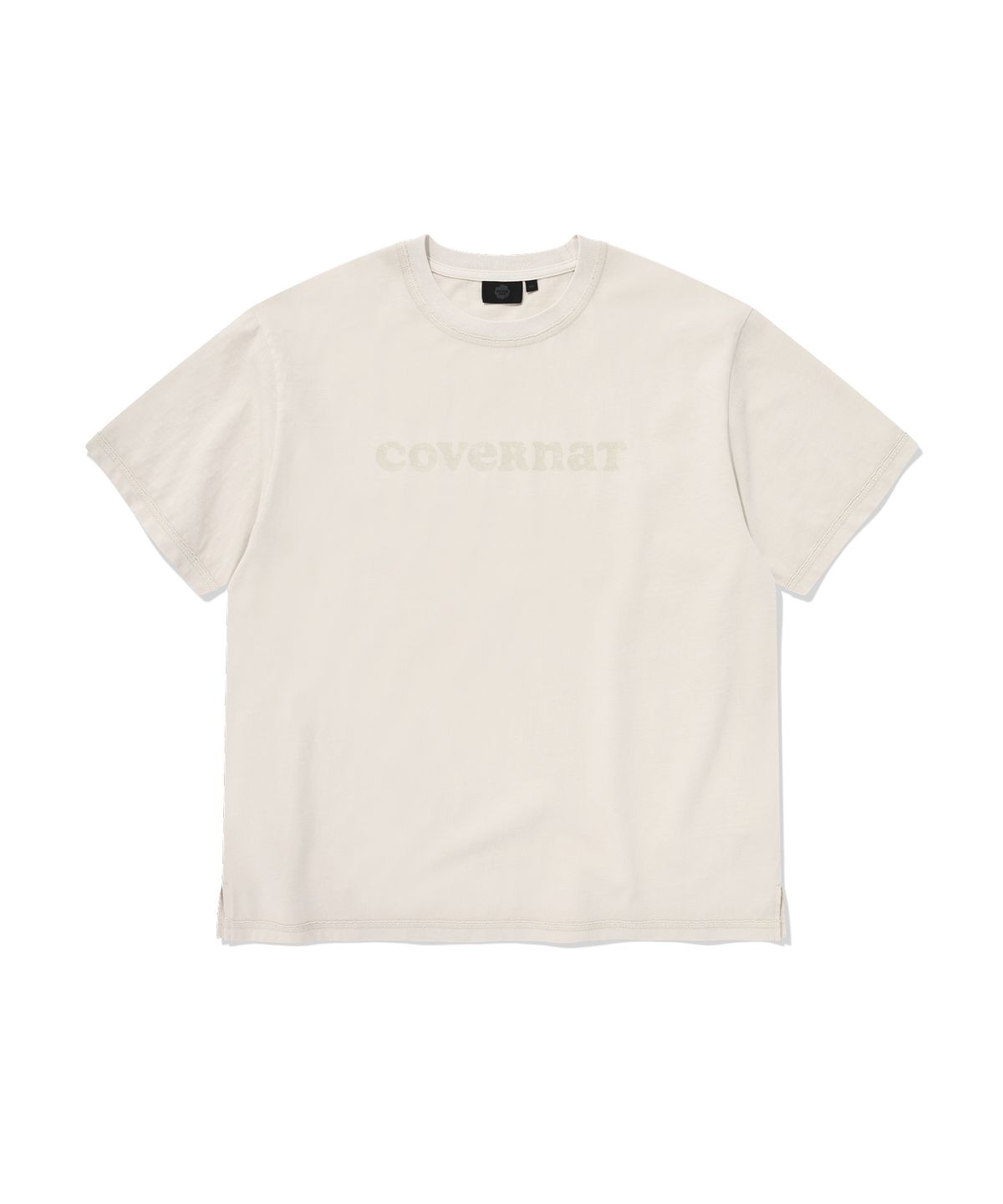 커버낫 우먼(COVERNAT WOMAN) 우먼 오버핏 피그먼트 쿠퍼로고 티셔츠 라이트그레이