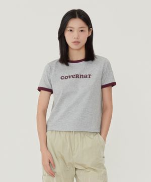 우먼 쿠퍼로고 링거 티셔츠 멜란지 그레이