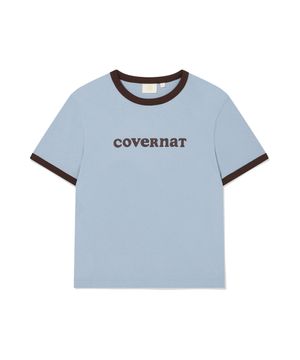 우먼 쿠퍼로고 링거 티셔츠 더스티 블루