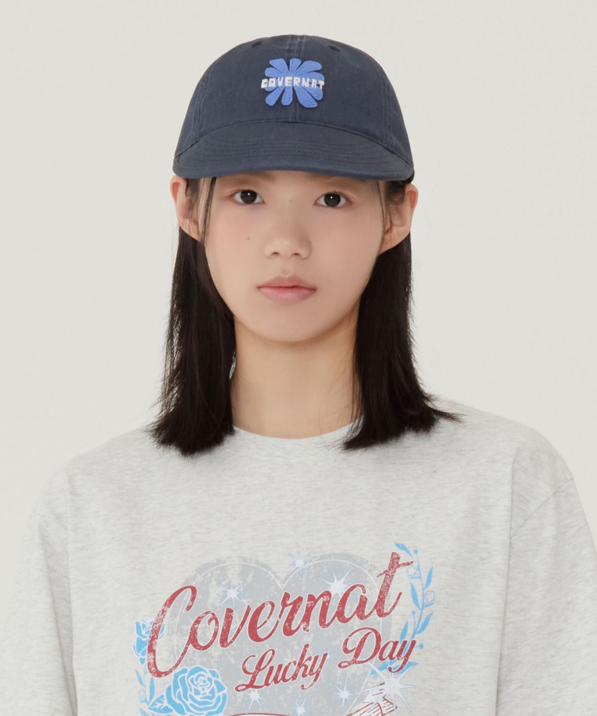 커버낫 우먼(COVERNAT WOMAN) 우먼 플라워 로우 캡 네이비