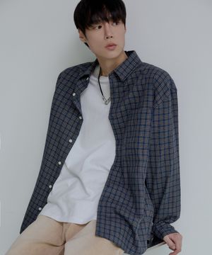 빈티지 루즈핏 멀티 체크 셔츠[네이비]
