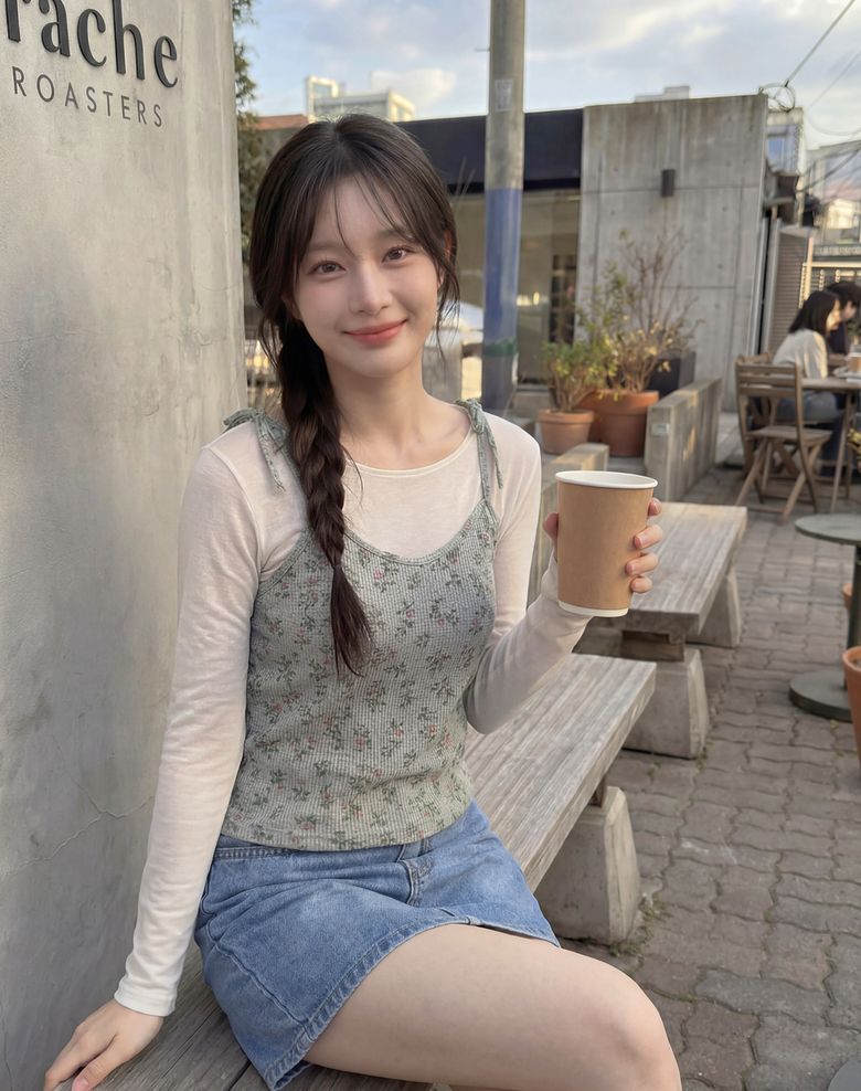 FLOWER RIBBED SLEEVELESS 플라워 립 슬리브리스