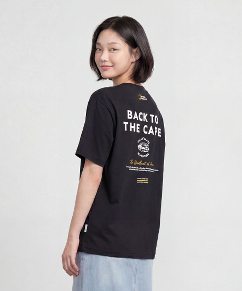 N262UTS991 프로즌에어 레터링 그래픽 세미오버핏 반팔 티셔츠 BLACK