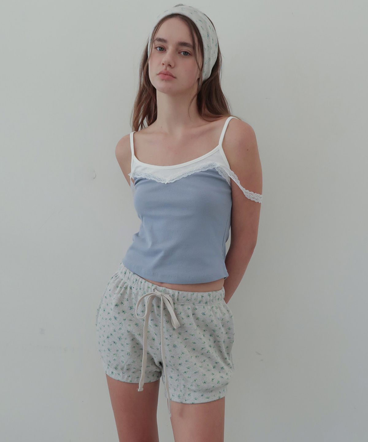 무니쉬(MOONISH) FLOWER WAFFLE SHORTS (grey)