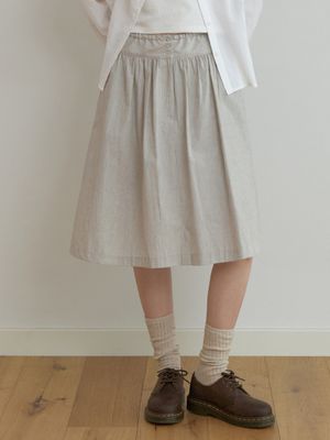 Horn button skirt (oat stripe)