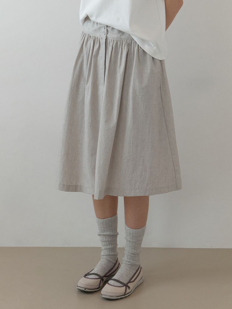 [4th] Horn button skirt (oat stripe)
