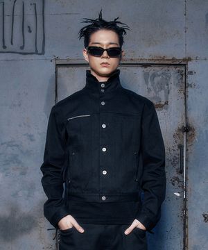 (DUC) Western Trucker Jacket Black