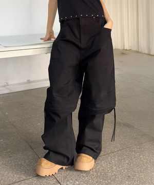 (DUC) 2Way ZipOff Biker Pants Black