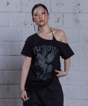 (DUC) GA One-Shoulder T-Shirt Black