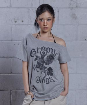 (DUC) GA One-Shoulder T-Shirt Gray