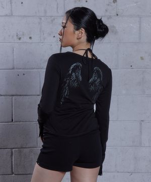 (DUC) GA Henley-Neck Long Sleeve Black