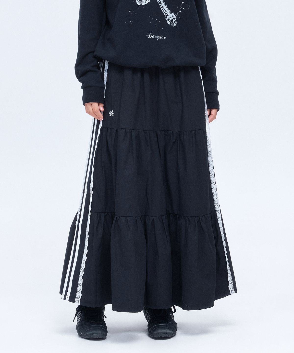 디오스피스(DAUSPICE) (DUC) Sideline Tiered Long Skirt Black