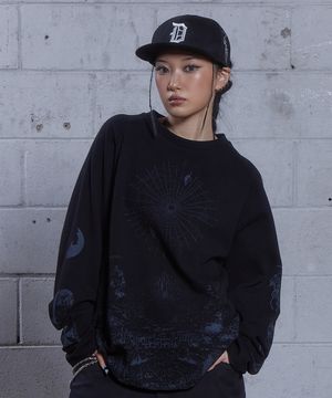 (DUC) BB Graphic Waffle Oversized Long-Sleeve Black