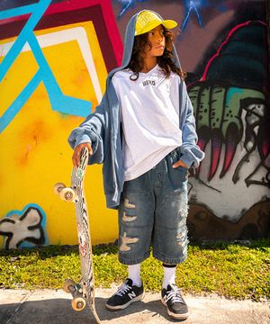 데미지 6부 데님 팬츠