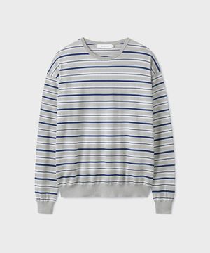 SOFFIO STRIPE CREWNECK KNIT [OCEAN GRAY]