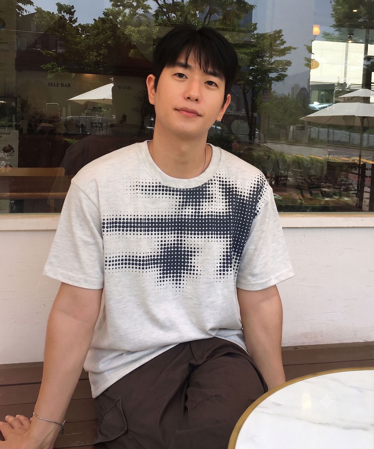 나이스고스트클럽(NICEGHOSTCLUB) 3STAR HALFTONE TEE_OATMEAL(NG2GMUT507A)