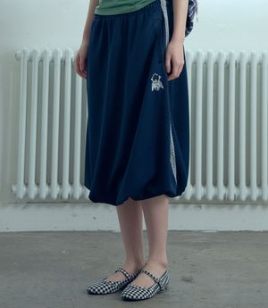 GLORY BALLOON LACE TRACK JERSEY SKIRT_NAVY(NG2GMFPA90A)