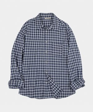 새티 레이 깅엄 체크 셔츠 블루