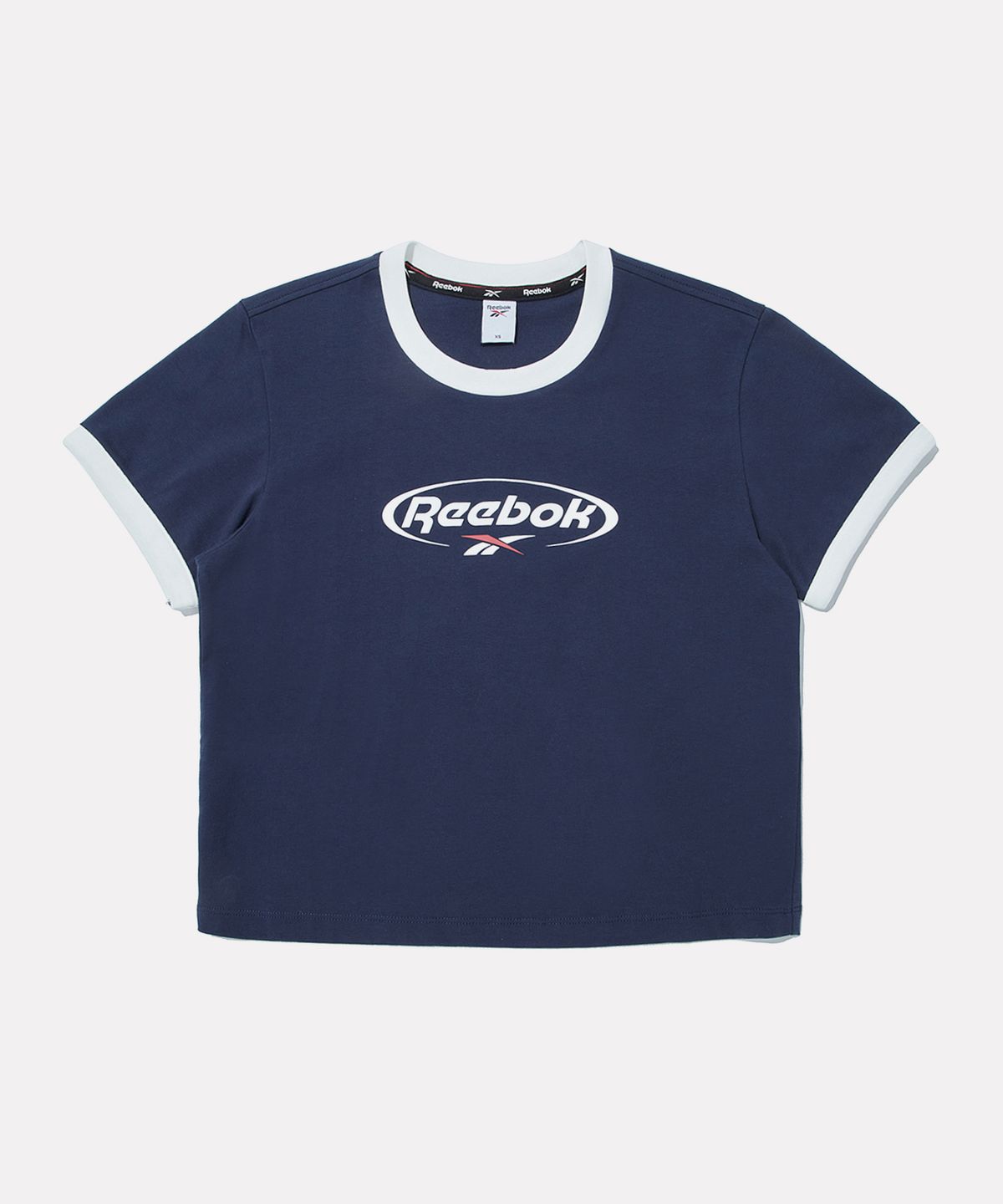 리복(REEBOK) 서클로고 세미크롭 링거 반팔티 (W) - 네이비