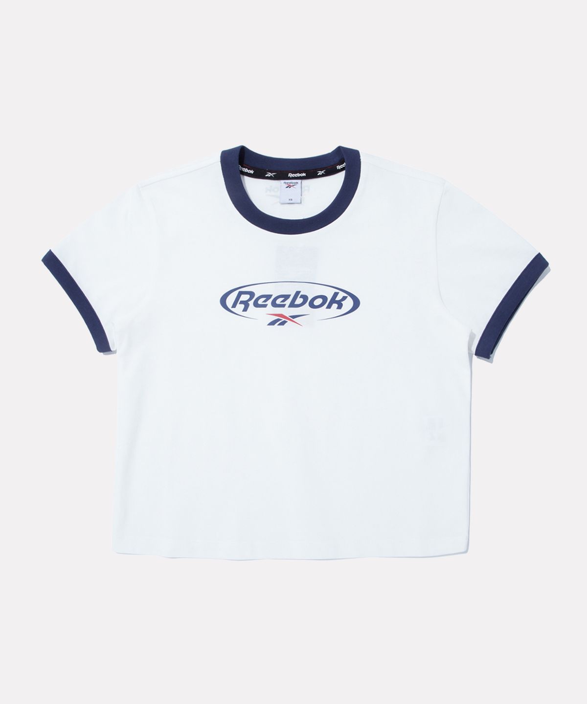 리복(REEBOK) 서클로고 세미크롭 링거 반팔티 (W) - 화이트