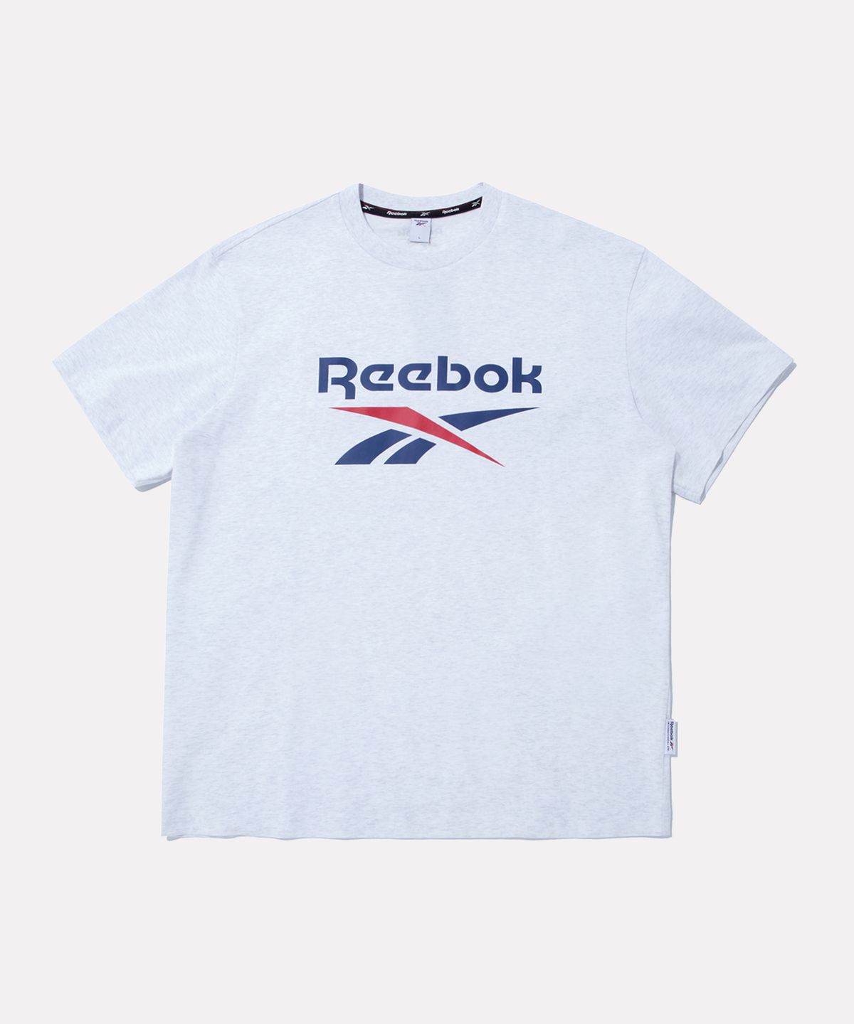 리복(REEBOK) 에센셜 빅로고 반팔티 - 라이트 멜란지 그레이