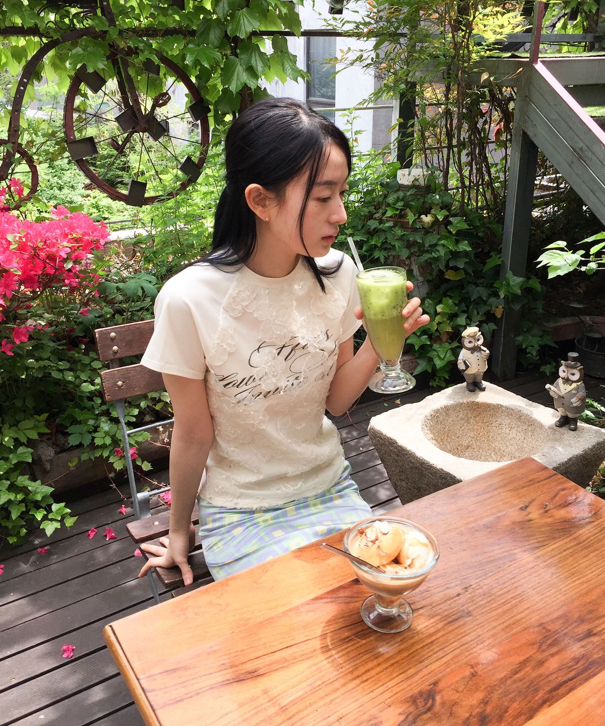 나이스고스트클럽(NICEGHOSTCLUB) FFATS FLOWER SHOP LAYERED TEE_IVORY(NG2GSUT583A)