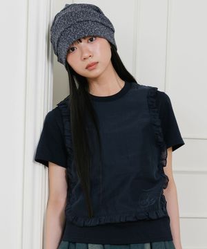 FFATS FRILL APRON LAYERED TEE_NAVY(NG2GSUT584A)