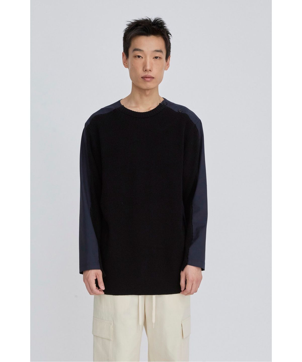 래코드(RECODE) Shirt Mixed Knit Top RKWAS26631BKX