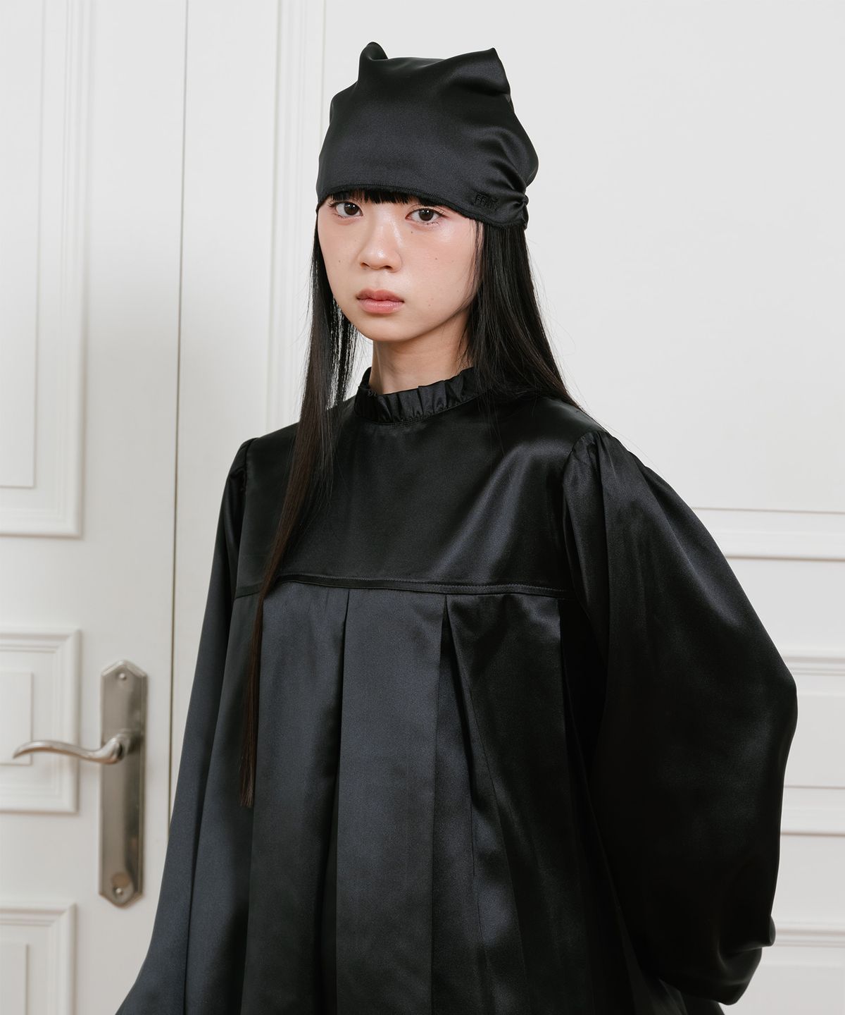 나이스고스트클럽(NICEGHOSTCLUB) FFATS SATIN BANDANA BEANIE_BLACK(NG2GSUAB31A)