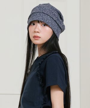 FFATS FLOWER TURBAN BEANIE_NAVY(NG2GSUAB29A)