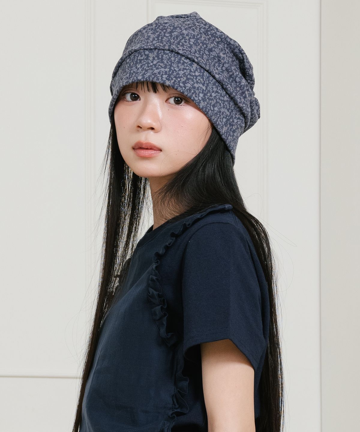 나이스고스트클럽(NICEGHOSTCLUB) FFATS FLOWER TURBAN BEANIE_NAVY(NG2GSUAB29A)