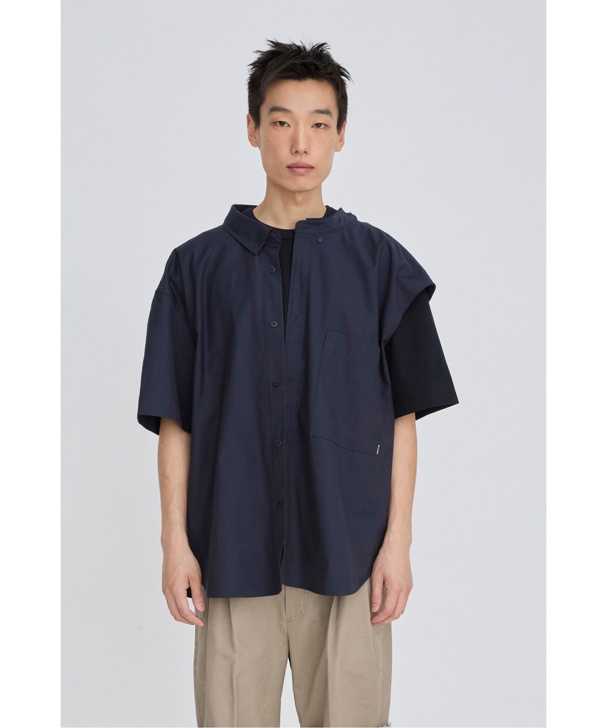 래코드(RECODE) Shirt Mixed Short Sleeve Top RKTAM26622NYX