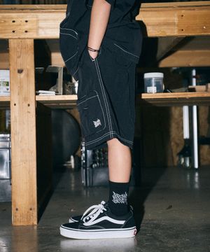 KIDS MULTI POCKET TAG SHORTS - BLACK