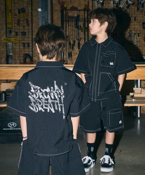 KIDS TAG MULTI POCKET ZIP UP SETUP - BLACK