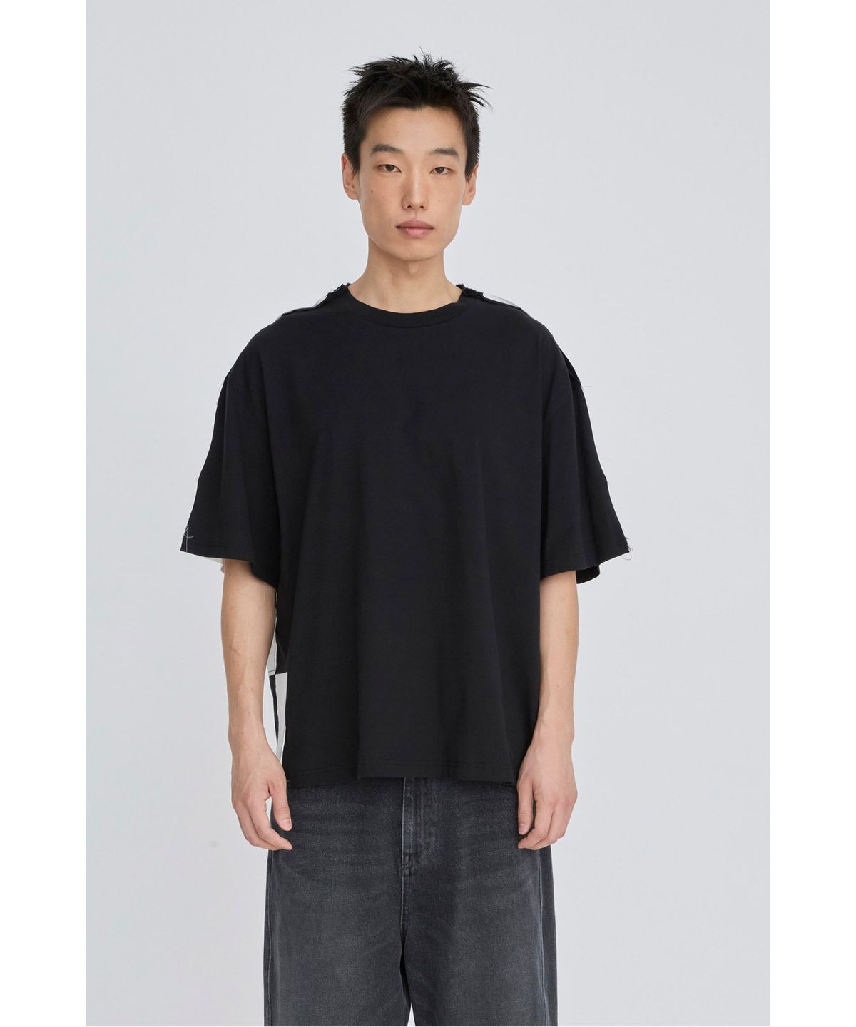 래코드(RECODE) Checkerboard Back T-Shirt RKTAM26621BKX