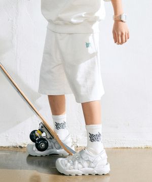 KIDS TAG COTTON SHORTS - CREAM