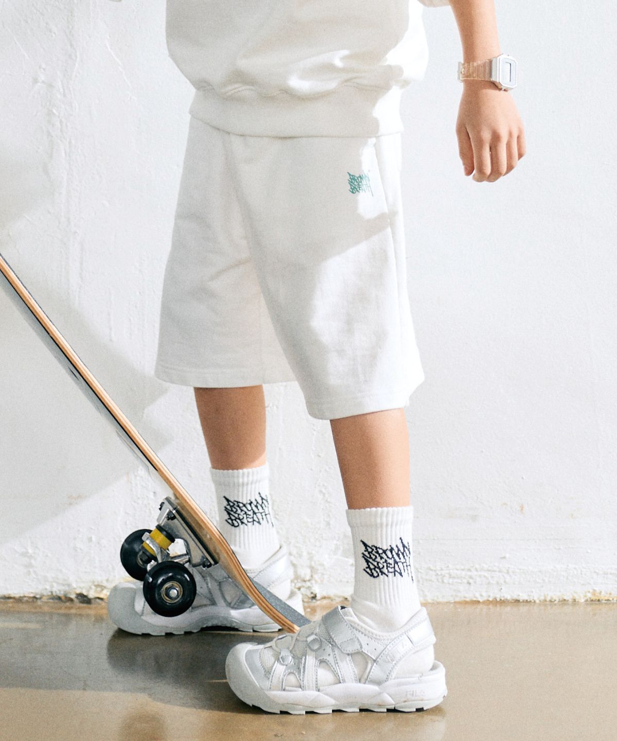 브라운브레스 키즈(BROWNBREATH KIDS) KIDS TAG COTTON SHORTS - CREAM
