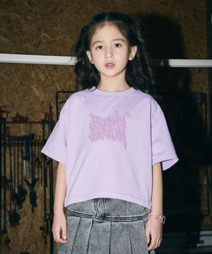 KIDS GIRL TAG CROP MTM TEE - LAVENDER