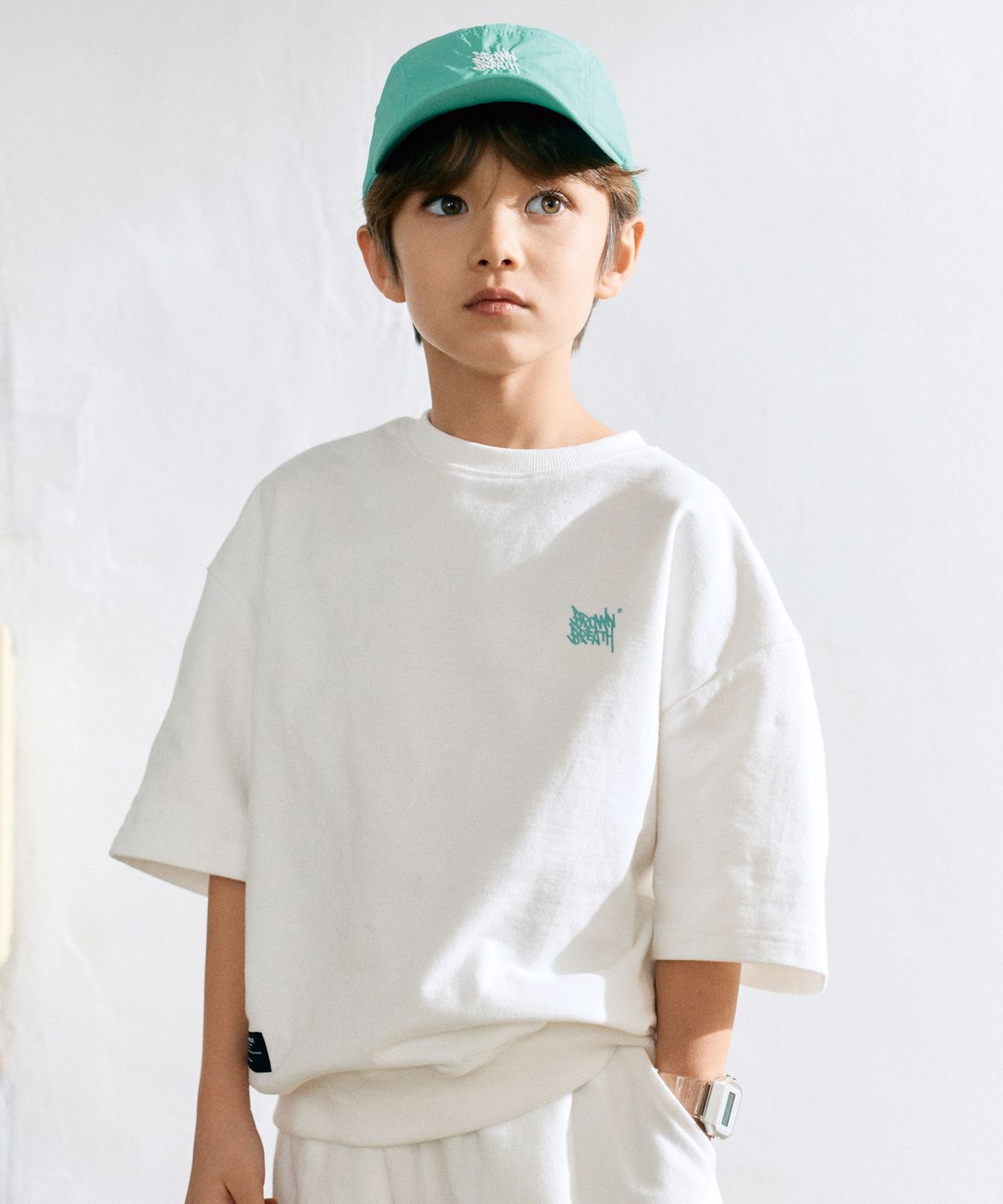 브라운브레스 키즈(BROWNBREATH KIDS) KIDS TAG COTTON MTM TEE - CREAM