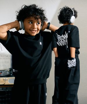 KIDS TAG COTTON MTM SETUP(LONG PANTS) - BLACK