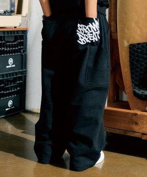 KIDS TAG STRAIGHT PANTS - BLACK