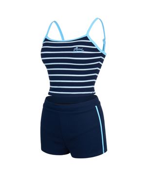 여성 스트라이프 크롭 래쉬가드 세트 네이비 RN-LS2G304-NV