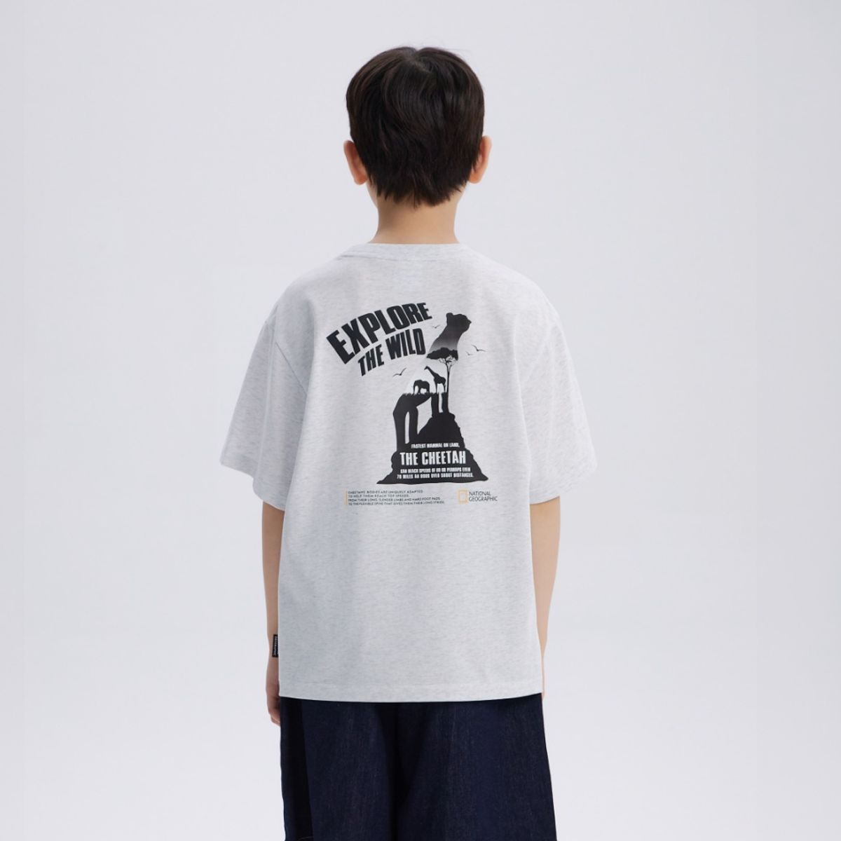 내셔널지오그래픽 키즈(NATIONAL GEOGRAPHIC KIDS) K262UTS940 사파리 그래픽 반팔 티셔츠-4 WHITE MELANGE