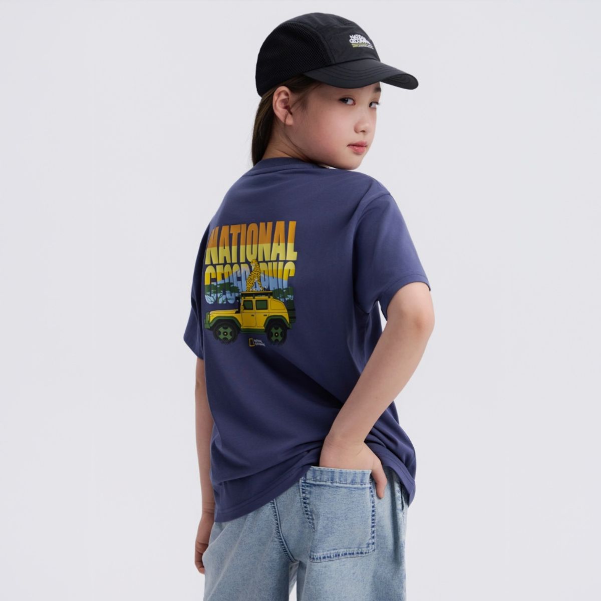 내셔널지오그래픽 키즈(NATIONAL GEOGRAPHIC KIDS) K262UTS910 사파리 그래픽 반팔 티셔츠-1 GRAY NAVY